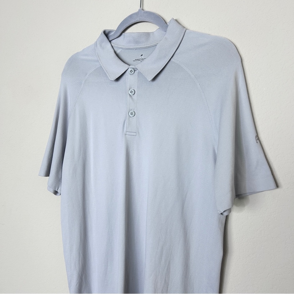 FABLETICS Cotten Blend Men’s Large Grey Short Sleeve Polo - Picture 2 of 7